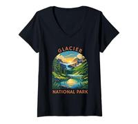 Womens Glacier National Park Scenic Wilderness V-Neck T-Shirt