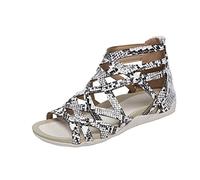 Womens Gladiator Sandals Casual Cross Strappy Sandal Open Toe Classic Back Zipper Comfortable Breathable Flat Sandals Summer Beach Daily