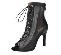Women's Gladiator Sandals, Dance Heels, Strappy High Heels, 7 cm & 10 cm Heel, Sexy Peep Toe Heels, Latin Dance Shoes for Women, Slip-On Sole, Comfortable Stiletto Sandals, 03 Black, 8.5 UK
