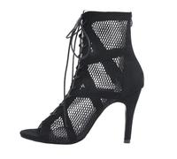 Women's Gladiator Sandals, Dance Heels, Strappy High Heels, 7 cm & 10 cm Heel, Sexy Peep Toe Heels, Latin Dance Shoes for Women, Slip-On Sole, Comfortable Stiletto Sandals, 04 Black, 5 UK