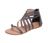 Women's Gladiator Sandals Flat Open Toe Toe Loop Strappy Roman Shoes with | Ankle High Multi Strap Summer Sandals for Beach Holidays, Travel, City Walking, Shopping and Everyday Casual Wear