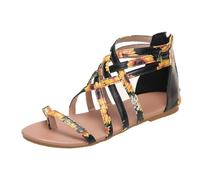 Women's Gladiator Sandals Flat Open Toe Toe Loop Strappy Roman Shoes with | Ankle High Multi Strap Summer Sandals for Beach Holidays, Travel, City Walking, Shopping and Everyday Casual Wear