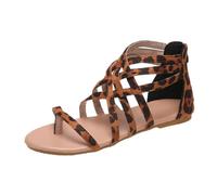 Women's Gladiator Sandals Flat Open Toe Toe Loop Strappy Roman Shoes with | Ankle High Multi Strap Summer Sandals for Beach Holidays, Travel, City Walking, Shopping and Everyday Casual Wear