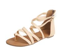 Womens Gladiator Sandals UK Sale Clearance,Ladies Split Toe Strappy Flip Flops Back Zip Sandal Double Buckle Flats Casual Slipper Open Toe Slides Straps Flat Shoes Orthopedic Flip Flop Thong Slide