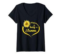 Women's Glamma Gift: Happiness is Being A Glamma V-Neck T-Shirt