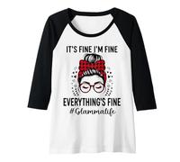 Womens Glamma Its Fine Im Fine Everythings Fine Mothers Day Raglan Baseball Tee