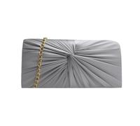 Womens Glamour Mini Satin Twist Front Box Clutch Bag (Silver)