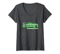 Women's Glasgow is Green and White V-Neck T-Shirt, Dark Heather Grey, XX-Large