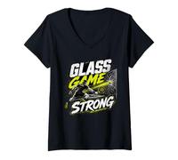 Women's Glass Game Strong - Funny Padel V-Neck T-Shirt