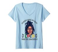 Womens Glasses Make Me Sexy Locs Make Me Dangerous V-Neck T-Shirt