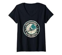 Women's Glasstester Ironic Hobby Padel Player V-Neck T-Shirt