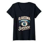 Women's Glaucoma Surgery Survivor Eye Vision Awareness V-Neck T-Shirt