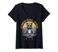 Womens Glenwood Springs Colorado Abstract Bear Zen Yoga Design V-Neck T-Shirt