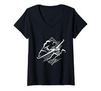Women's Gliding Heartbeat Glider Flight Lovers Airplane Gliders V-Neck T-Shirt