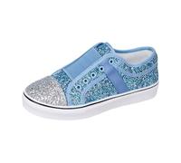 Women's Glitter Canvas Sneaker - Fashion Casual Slip-On Slip-On Trainers Shiny Sequins Upper, Round Toe, Flat Sole for Casual Bright Style, Daily Outings, 01 Light Blue, 8 UK