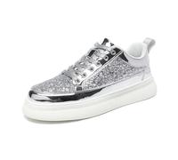 Women's Glitter Coloured Sneakers with Sequins for Carnival and Wedding, silver, 36 EU