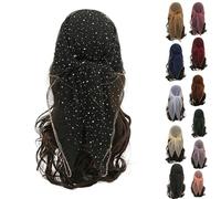 Women's Glitter Decor Head Scarf 31.5” Rhinestone Sparkle Sequin Square Hair Wrap Scarves Summer Fashion Mesh Bandana (Black,80 * 80cm)