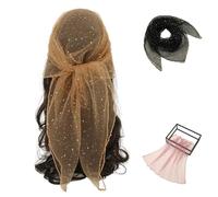 Women's Glitter Decor Head Scarf,Rhinestone Head Scarf 31.5 Inches Solid Color Hair Scarf,Sparkle Glitters Hair Bandana Sequins Wraps Scarf (Champagne,one size)