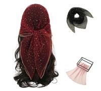 Women's Glitter Decor Head Scarf,Rhinestone Head Scarf 31.5 Inches Solid Color Hair Scarf,Sparkle Glitters Hair Bandana Sequins Wraps Scarf (Red,one size)