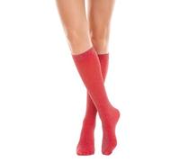 Women's Glitter Knee-High Socks, Sheer Sparkle Design, 40 DEN, Multiple Colours, 3 Pairs (UK, Alpha, One Size, Regular, Regular, RED)