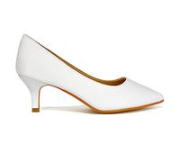 Womens Glitter Pointed Shoes Ladies Slip On Low Heel Party Courts Pumps Size 3-8 (White Satin, Numeric_6)