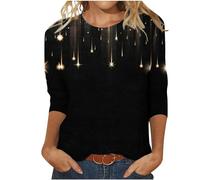 Women's Glitter Print Pullover, Long Sleeve Tops, Glitter Motifs, Festive Tunic, Sequin T-Shirt, 3/4 Sleeve Tops, Large Sizes, Evening Party, Long Sleeve Gold Blouse, Long Sleeve Shirt, Voucher Offers