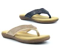 Womens Glitter Sandals Girls Diamante Sandals Womens Thong Sandal Ladies Toe Post Sandal Ladies Flip Flops Girls Flip Flops Sparkly Mules Sparkle Strap Sizes 3-9 Navy Blue/Rose Gold 5 UK