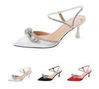 Women's Glitter Sandals with Heel, Pumps with Strappy Slingback Shoes Fashion Evening Shoes Elegant Kitten Heels Evening Shoes Wedding Shoes Bridal Shoes Comfortable Diamond Sandals Casual Shoes
