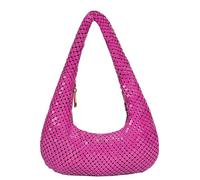 Women's Glitter Sequin Evening Bag Bling Sparkly Clutch Purses Prom Party Underarm Bag Hobo Crescent Handbags Retro Classic Shoulder Bag for Formal Dress (Rose red,10.2 * 1.2 * 13 inch)