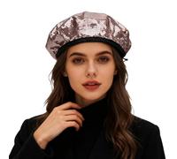 Women's Glitter Sequin Hat with Faux Fur Bobble & Edge - Warm Winter Hat Plush Lined - Thick Knitted Hat Beanie for Carnival Ski Christmas - Thermal Hat