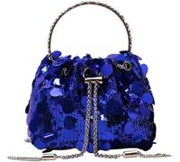 Women's Glitter Sequin Mini Shoulder Glitter Purse Crossbody Evening Tote Handbag Clutch Bag Glitter Shoulder Bags(Blue)