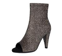 Women's Glitter Sequin Peep Toe High Heel Bridal Shoes Dress Boots Side Zip Sparkly Ankle Boots Elegant Clubwear Style Design,Gold,9 UK