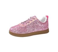 Women's glitter shoes, flat shoes, breathable, low-top, elegant boots, lightweight, solid colour, trainers, comfort, robust, fashionable and casual shoes, pink, 9.5 UK