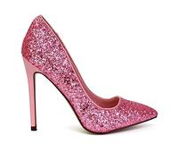 Womens Glitter Stiletto Heel Pointed Toe Ladies Sparkly Party Court Shoes Size 3-8