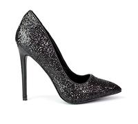 Womens Glitter Stiletto Heel Pointed Toe Ladies Sparkly Party Court Shoes Size 3-8