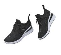 Women's Glittery Rhinestone Fashion Breathable Wedge Sneakers, Wedding Trainers Sparkly Platform Mesh Orthopedic Tennis Shoes (Black,38EU)