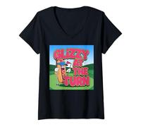 Womens Glizzy at The Turn Funny Golf Design V-Neck T-Shirt