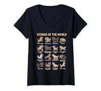 Women's Global Spotted Striped Canine-Like Mammals Educational Guide V-Neck T-Shirt