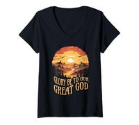Women's Glory Be to Our Great God V-Neck T-Shirt