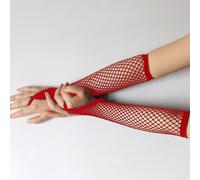 Womens Gloves - Elegant Fishnet Lace Openwork For Fashionable Mesh Hand Mittens Evening Party Wear Delicate Floral Embroidery Design