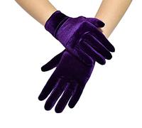 Women's Gloves Satin Classic Opera Fest Party Audrey Hepburn Gloves 1920s Style Gloves Elastic Adult Size Women's Wrist Length Short Velvet Gloves Party Costume Gloves Purple