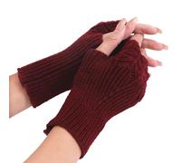 Women's Gloves Winter Fingerless Silk Liner Purple Ladies UK Thermal Mittens Women Typing for Cold Hands Cashmere Burgundy Fluffy Red Wool Womens Adult