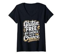 Women's Gluten Free By Choice Not By Chance Celiac V-Neck T-Shirt