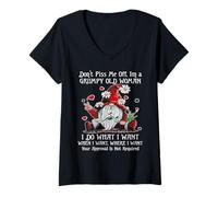 Women's Gnome Don't Piss Me Off I'm A Grumpy Old Woman V-Neck T-Shirt