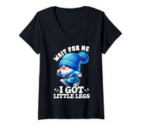 Women's Gnome Wait for Me I Got Little Legs Humor Funny Running Joke V-Neck T-Shirt