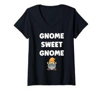 Womens Gnomes funny Dwarf quote simple sweet gnome V-Neck T-Shirt