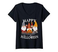 Women's Gnomes Happy Halloween Men Women Couples V-Neck T-Shirt