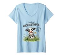 Women's Go Ahead Underestimate Me Thatll Be Fun Funny Sarcastic Cow V-Neck T-Shirt
