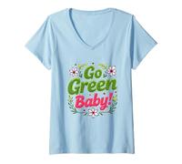 Womens Go Baby Green V-Neck T-Shirt