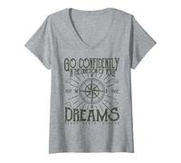 Women's Go Confidently in The Direction of Your Dreams Compass V-Neck T-Shirt